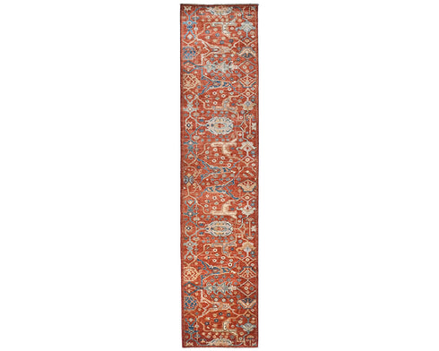 12 Ft Rust Aryana Afghan Hand Knotted Veg Dye Wool Runner Rug